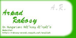 arpad rakosy business card